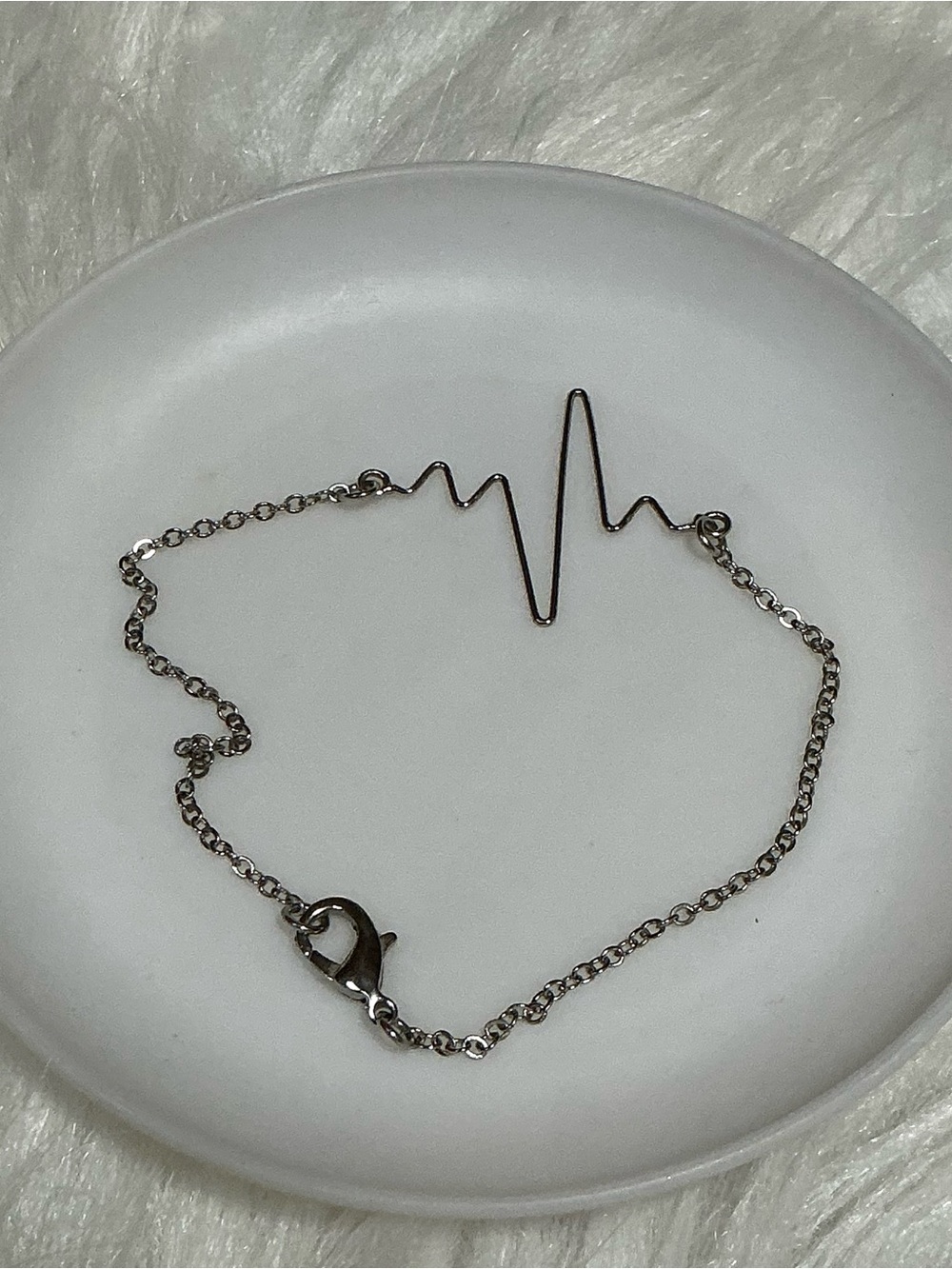 Heartbeat Pulse Chain Silver-tone Bracelet